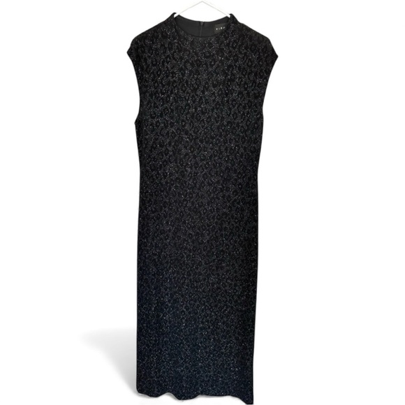 Virgo Sparkling Cocktail Dress Size 12 Black Embellished Long Dress - Picture 10 of 11